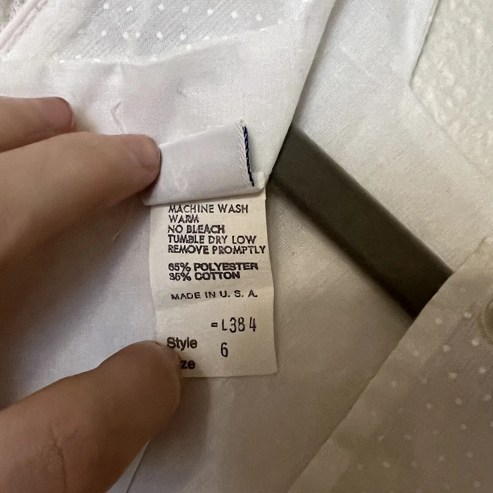 Vintage Bryan Girls Dress whit and pink Color Bow Ruffle Lace size 6 Made USA - Image 2 of 4