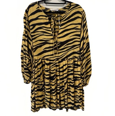 Joop & Gypsy - Women's Size 8 - Organic Cotton Butter Black Yellow Layer Dress.