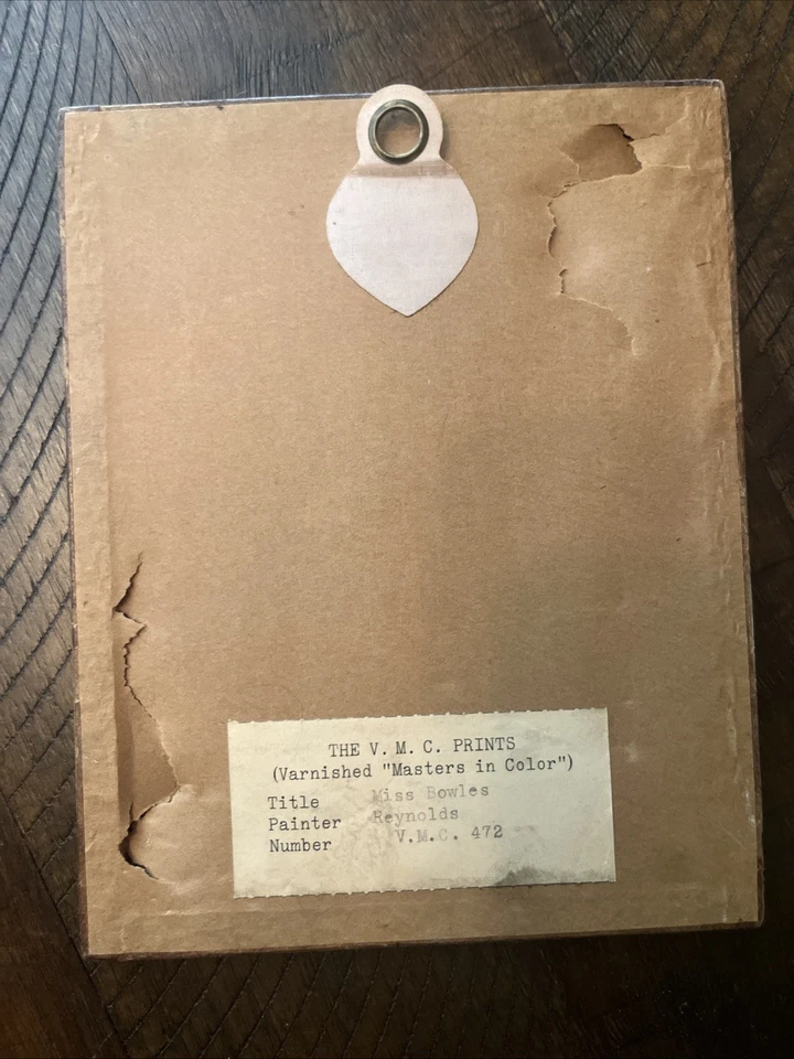 Pintura enmarcada vintage del pintor Reynolds titulada “Miss Bowles” Foto 2 de 2