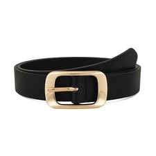 Women's Faux Leather Belt Medium: 29"-32" Pant 8-10 black gold Buckle