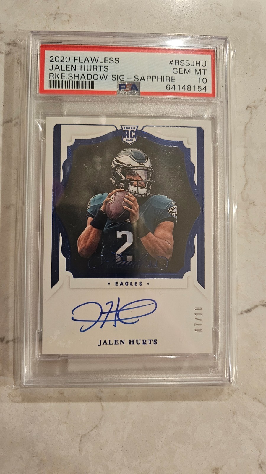 Jalen Hurts Panini Flawless Rookie Shadow Signatures #RSSJHU Base