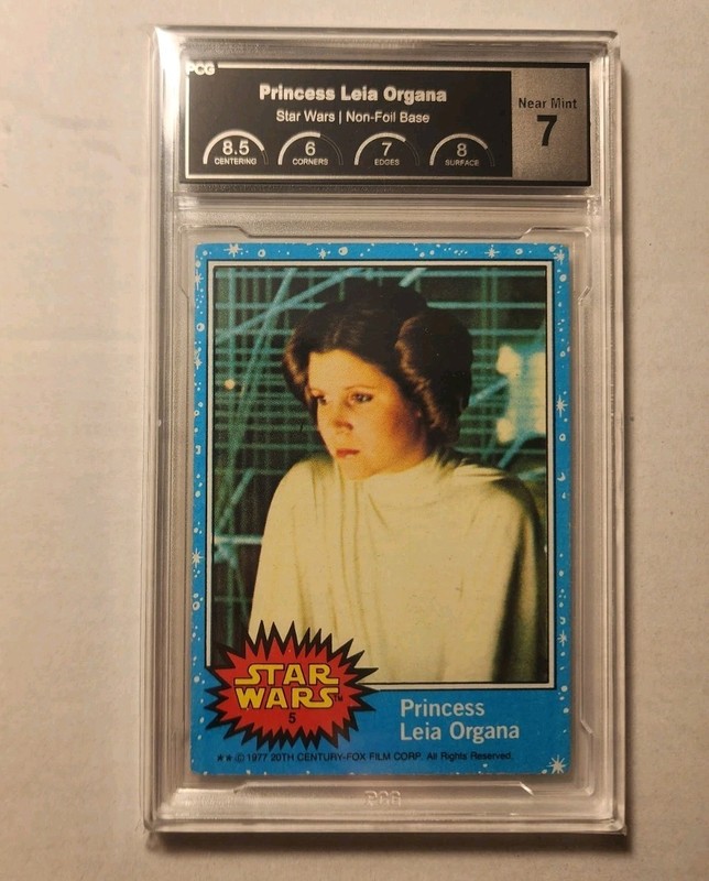 1977 Topps Star Wars Series 1 Blue Princess Leia Rookie 5 - PCG 7 (Not PSA)