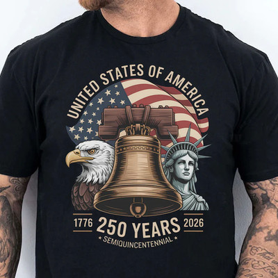 America 250 Patriotic T Shirt Eagle USA Flag Liberty Independence Tee S-5XL