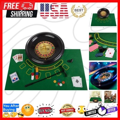 Roulette Wheel Set   16-Inch Gambling Wheel with Reversible Roulette and Blac...
