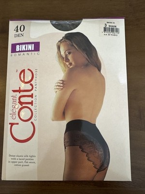 Conte Bikini Romantic 40 den Lace Tights European Size 3 Shade Colour
