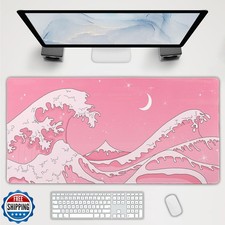 Pink Japanese Anime Gaming Mouse Pad XL Cute Kawaii Aesthetic Wave Extended B
