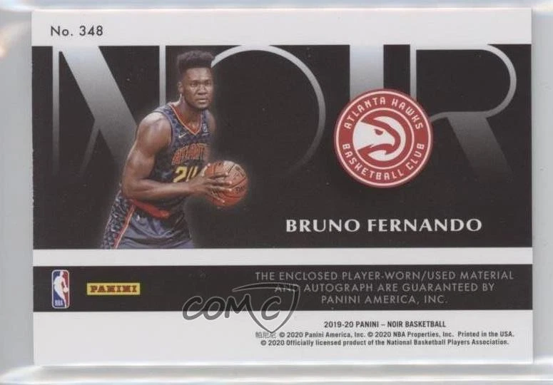 2019-20 Panini Noir Color /99 Bruno Fernando #348 RPA Rookie Patch Auto RC - Image 2 of 2