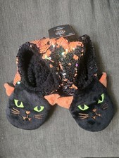 Hyde Eek Black Cat Halloween Slippers Women's S/M 5-7 NWT
