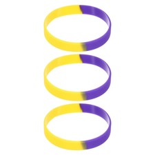 3Pcs Bracelets Wristbands 1/2 Inch Width 8.5" Length Purple Yellow