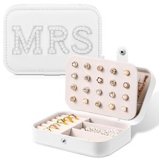 Mrs Travel Jewelry Box for Bride Travel Portable Jewelry Case Small PU Leathe...