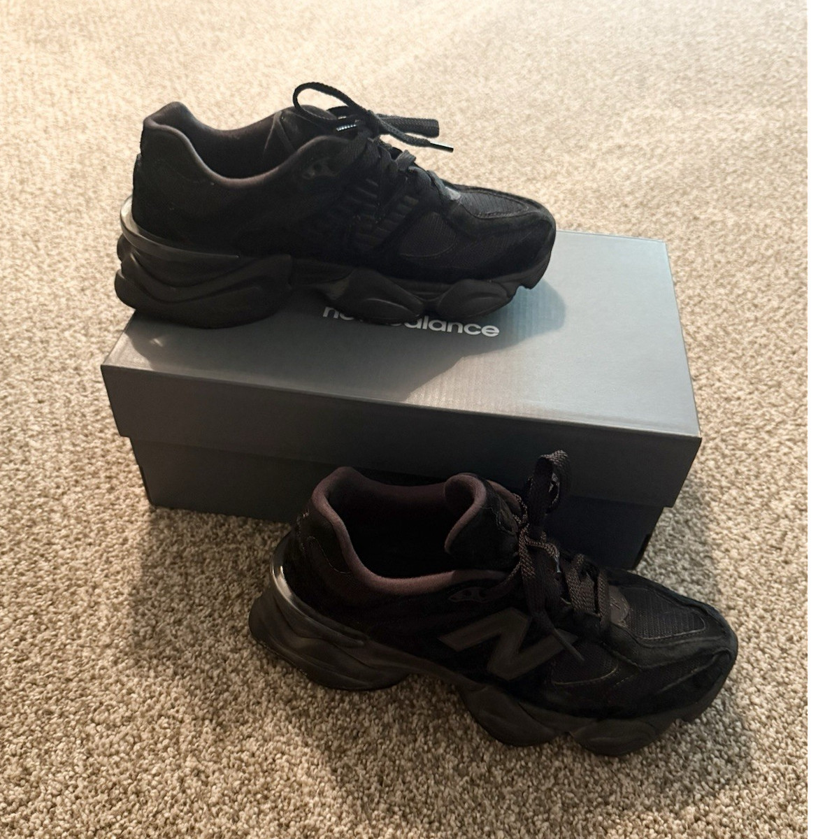 New Balance 9060 Triple Black Suede Low Top Lace-Up Women/Men's