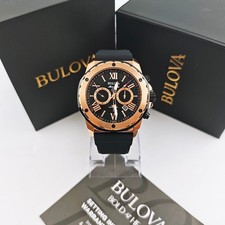 Orologio Bulova 98B104 Marine Star Quadrante Nero - Cinturino Silicone Uomo 44mm Quarzo