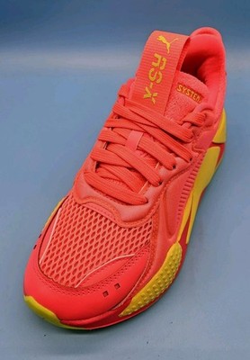 New Puma RSX Soft Case Pink Alert Yellow Running Shoes Size 5.5 Womens 371983-01