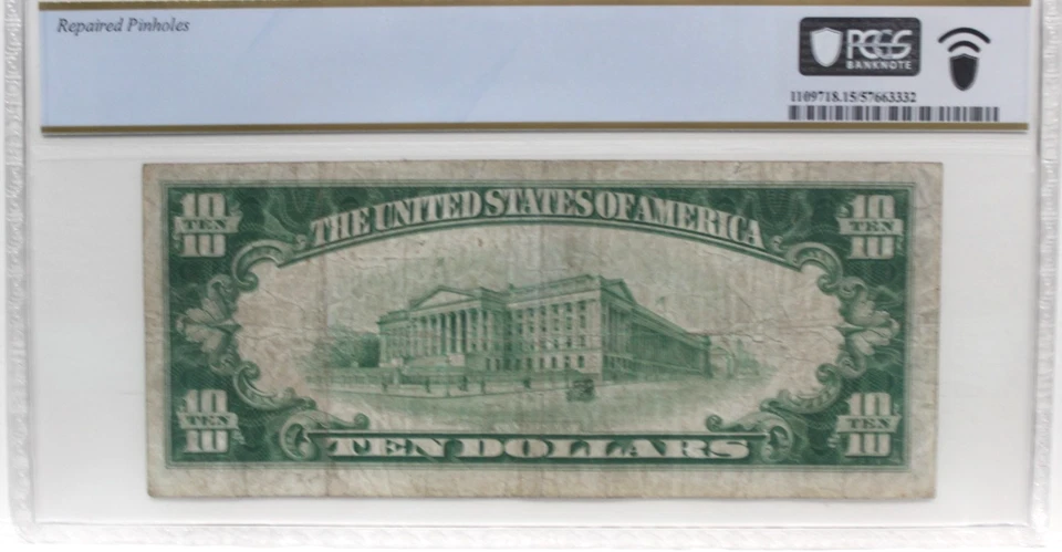 1928 $10 TEN DOLLARS FRN NUMERICAL "7" CHICAGO  PCGS 15 FINE  FR 2000-G - Image 2 of 4