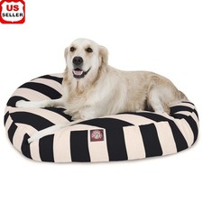 Round Dog Bed Waterproof Zippered Slipcover Plush Fiberfill Indoor Outdoor Use