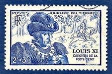 TIMBRES DE FRANCE  N°743  LOUIS XI JOURNEE DU TIMBRE 1945  OBLITERE