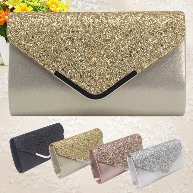 kelly glitter clutch bag