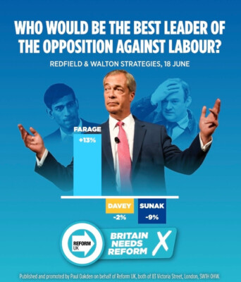 ''Reform Großbritannien Partei ''''Bester Oppositionsführer'''' Wahlkampf Poster Druck - 8'''' x 12''