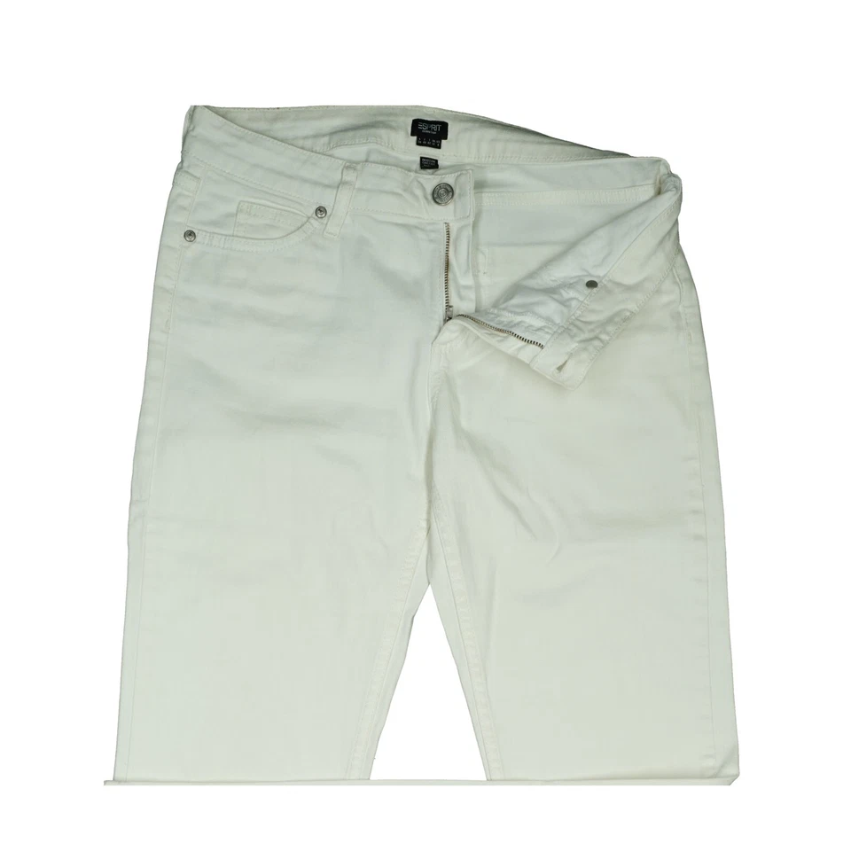 Esprit 38 L32 Jeans Hose weiß Damen mid Rise Stretch Praxis Straight Leg W30 M - Bild 3 von 4