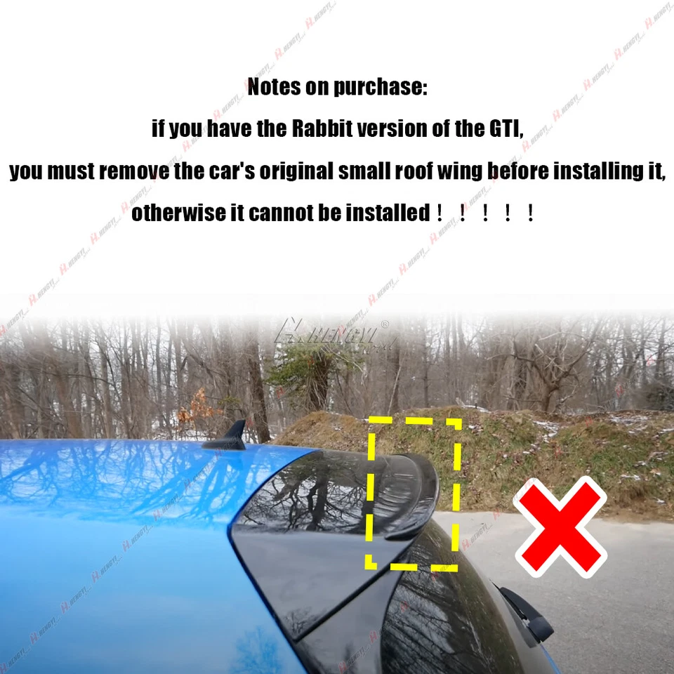 For   GOLF Mk7 GTI & R 15+ Gloss Black Rear Roof Wing Lip Spoiler Body Kit - Image 2 of 4