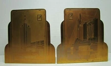 1930s CHICAGO WORLDS FAIR CENTURY OF PROGRESS Bookends HALL SCIENCE TRAVEL BLDG