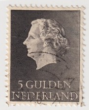 1954 Netherlands - Queen Juliana - 5 Gulden Stamp