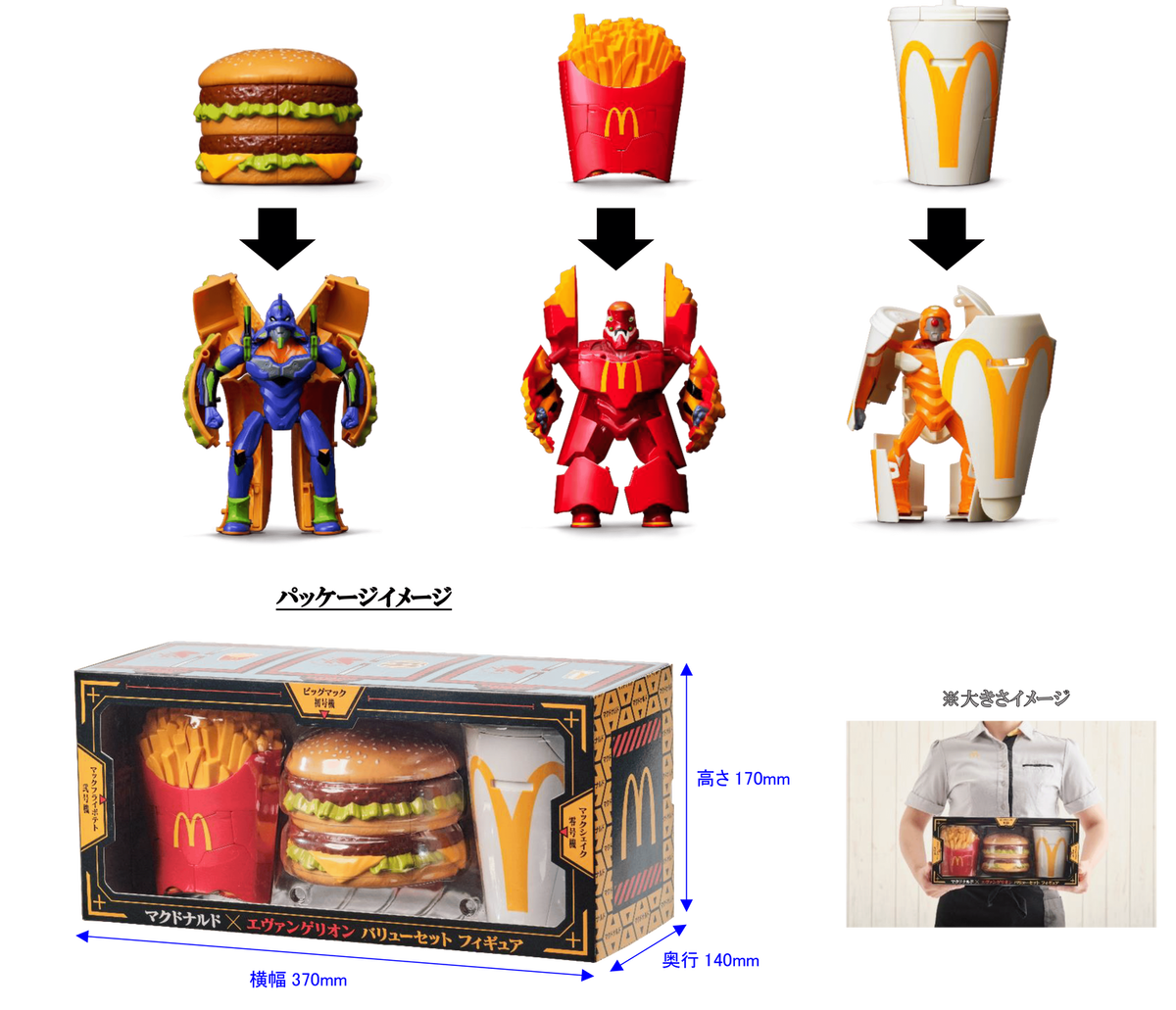 McDonald's x Evangelion Collaboration Value Set Figure Japan McDonald's x Evangelion Collaboration Value Set Figure Japan
