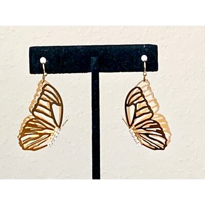 House of Harlow 1960 Gold Tone Crystal Butterfly Dangle Drop  display picture 2