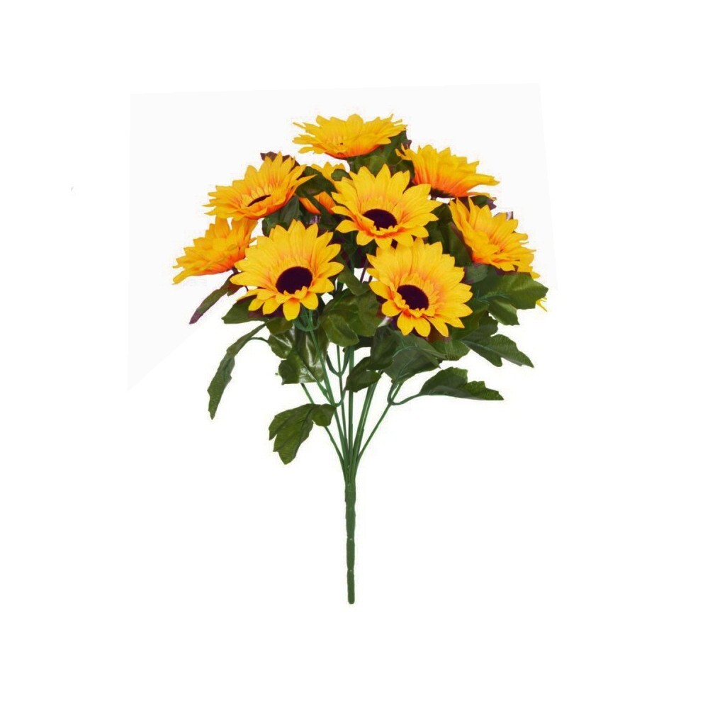 Artificial Sunflower Bush Faux Silk 10 Heads 42cm/16 Inches Tall
