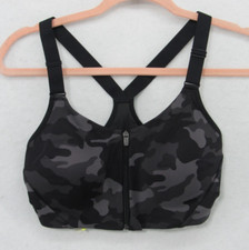 All in Motion Women's High Support Zip-Front Bra Black Camo Size 34C