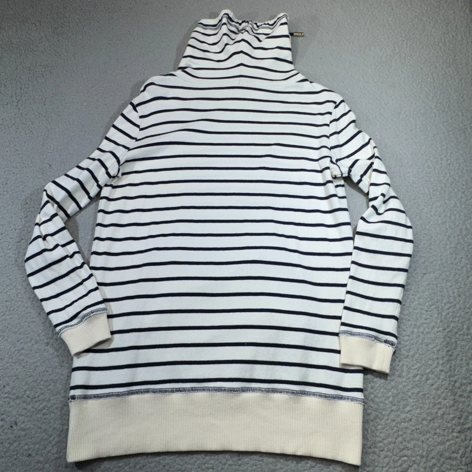 Suéter Tory Burch feminino pequeno azul listra branca gola alta túnica náutica - Imagem 3 de 4