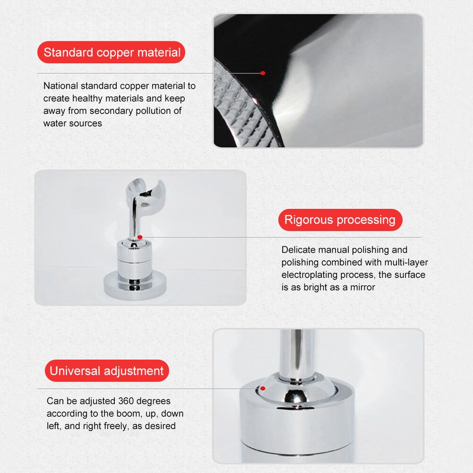 Silver Universal Brass For Bathroom Ball Joint Shower Head Holder Wall