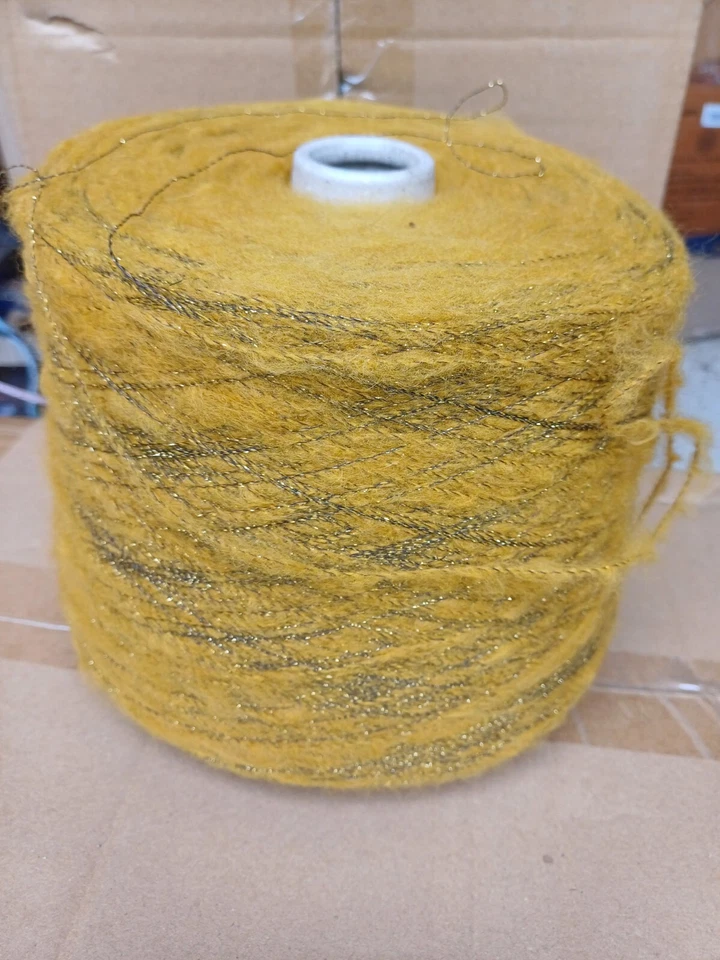 fil a tricoter Semi mohair Perle Brillante Moutarde 1Kg - Photo 1/1