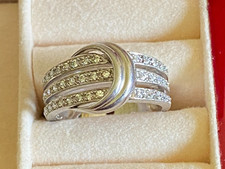 SS925 RING IM SCHNALLENSTIL GRÖSSE 7 MIT DREIREIHIGER BRILLANTER WEISSER ZIRKON