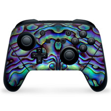 Nintendo Switch Pro Controller Skin Decal Vinyl Wrap - Abalone Shell Gold Blues