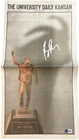 Kansas Jayhawks Bill Self Signed Newspaper Win #591 Beckett Certified