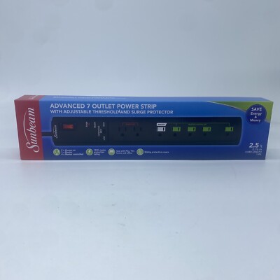 Sunbeam Advanced 7 Outlet Power Strip w/ Surge Protector  *BRAND NEW!*