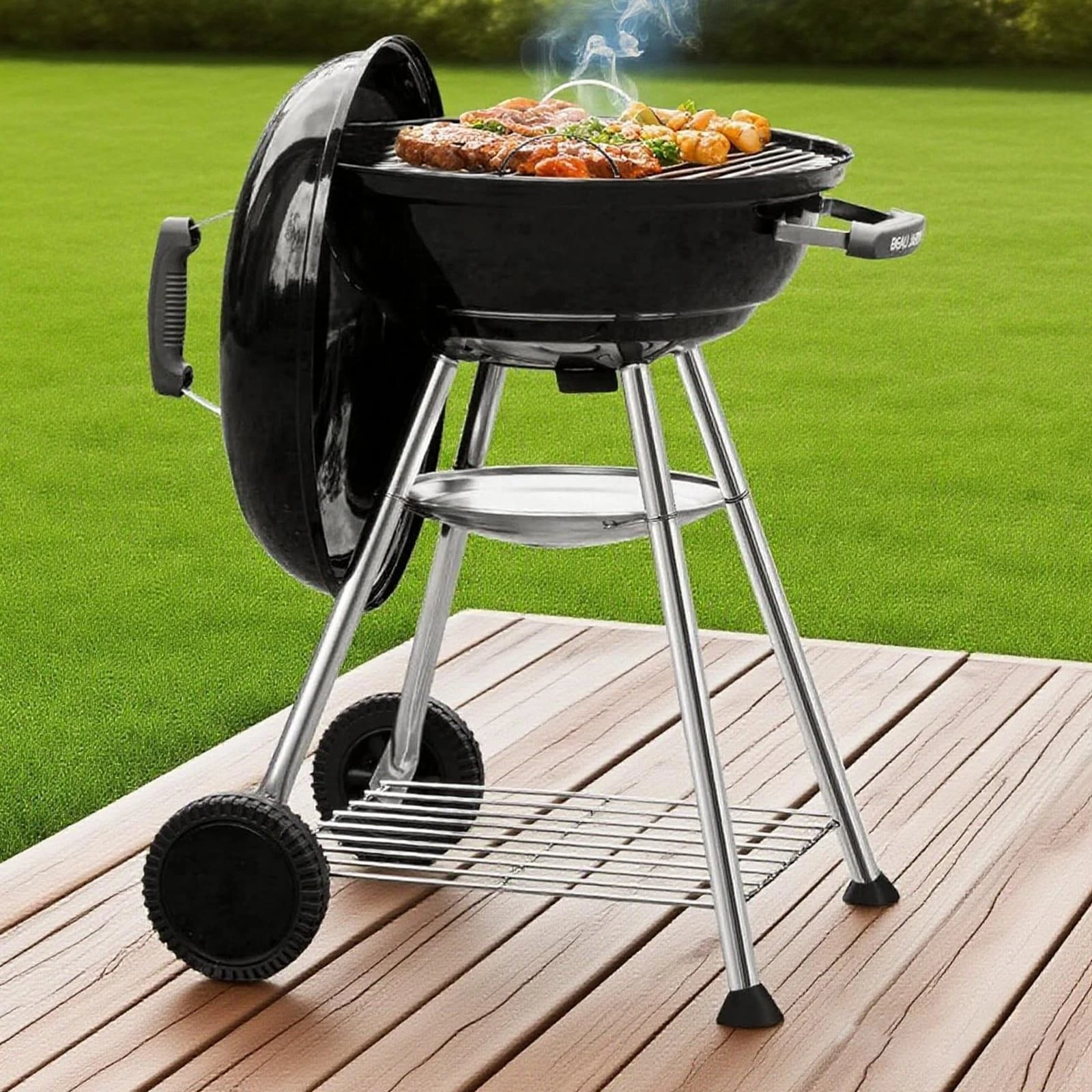 BEAU JARDIN 18 Inch BBQ Charcoal Grill for Outdoor Cooking Portable Smoker Ca...