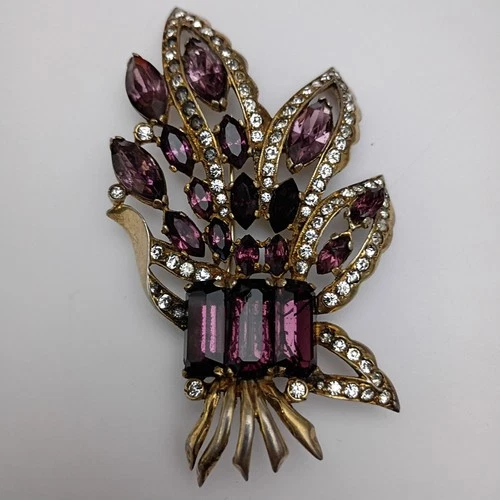 Vtg Eisenberg Original Sterling  Silver  Large Brooch Pin  Floral Jewelry 3 3/4"