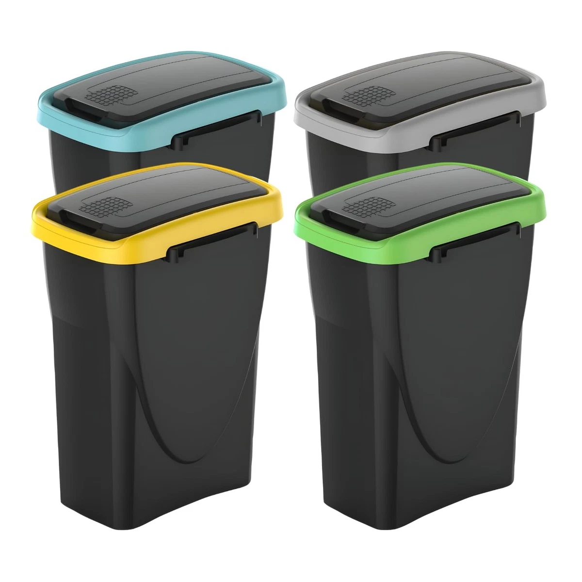 Botle – Set 3 Cestini Porta Rifiuti Impilabili 25L – Bianco Cenere – Raccolta Differenziata Modulare