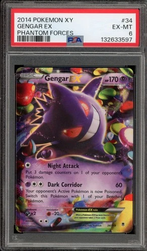 Pokemon Gengar EX XY Phantom Forces Holo Ultra Rare #34 PSA 6