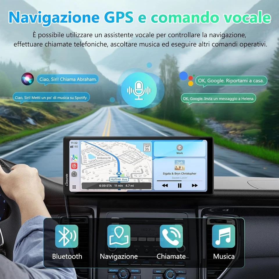 Schermo per Auto Carplay Wireless Andriod Auto, Touchscreen Da 10.26 Pollici Cam - Immagine 3 di 4