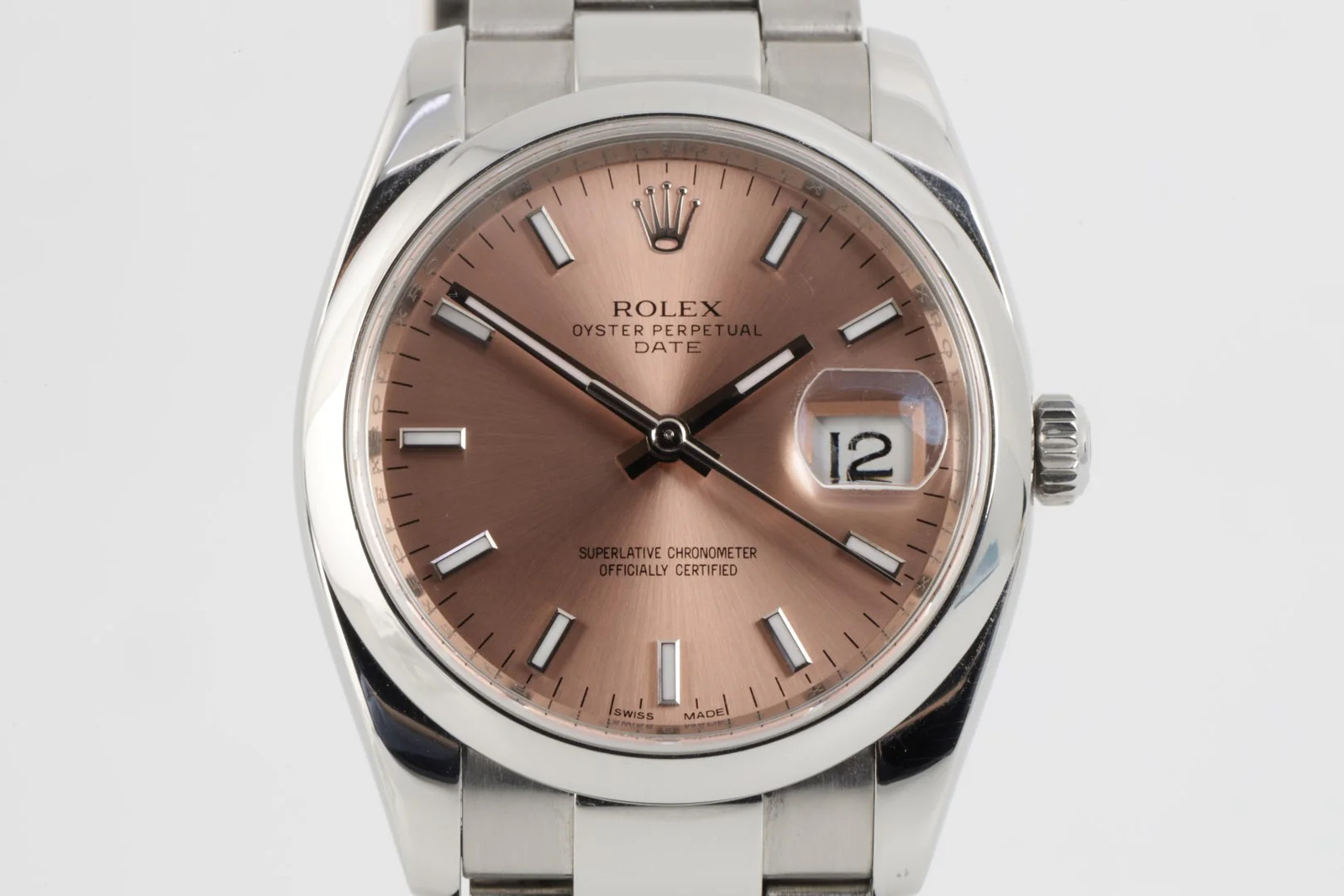 Rolex Oyster Perpetual Date 115200 Stainless Steel "Salmon" Dial 34mm Watch