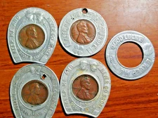 FOUR US Wheat Penny  Lucky Penny Encased Coin Lot of 4