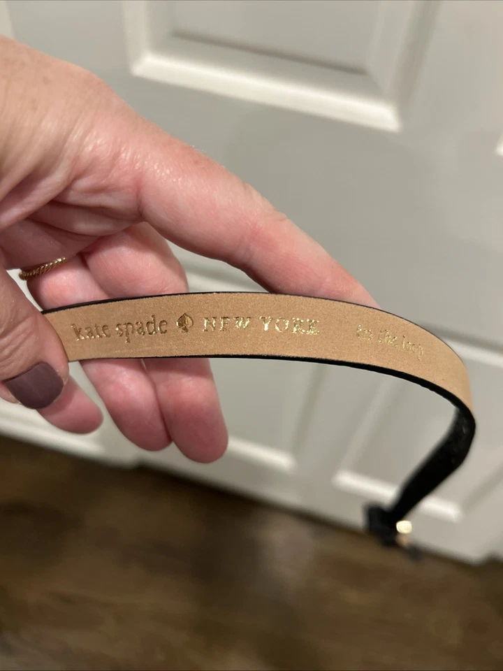 Kate Spade черный блестящий бант узкий кожаный ремень размер маленький - Изображение 4 из 4