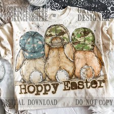 Hoppy Easter Retro Bunny 2D T-Shirt Kids Toddler Easter Tee Gift