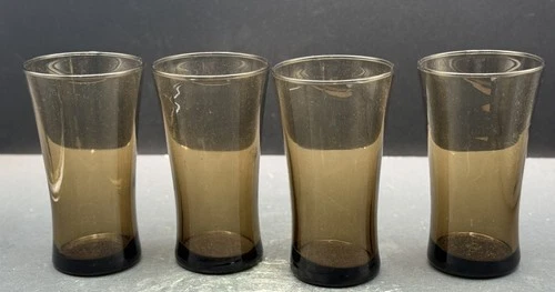 Anchor Hocking Linden Mocha Glass Tumblers – Set of 4, 6.25” Vintage 1970s
