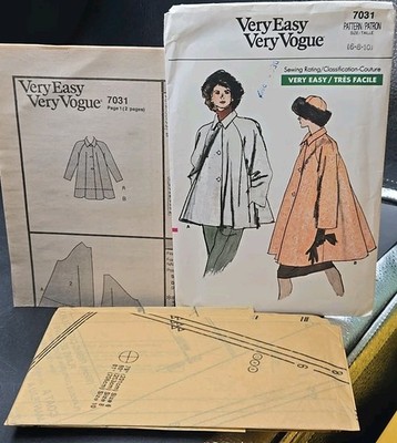 TALLE Very Easy Very Vogue 7031 Coat Size 6-8-10 Poncho Cape New UNCUT