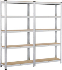 Scaffale X 2 Scaffalature per Garage 180X90X30 Cm 175 KG Magazzino a 5 Ripiani R