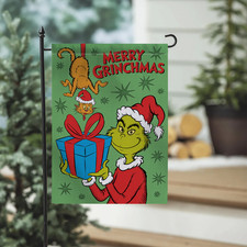 Funny Green Santa Gift Flag Holiday Christmas Outdoor Garden Decoration